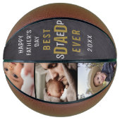 Best Step Dad Happy Vaderdag 3 Photo Collage Basketbal (Voorkant)