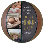 Best Step Dad Happy Vaderdag 3 Photo Collage Basketbal (Verticaal)