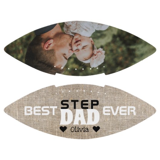 Best Step Pap Ever Aangepast Foto Rustic Burlap American Football (Panelen)