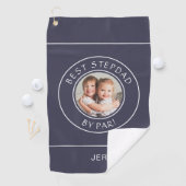 Best Stepdad By Par Golfer Modern Photo Blue White Golfhanddoek (Insitu)