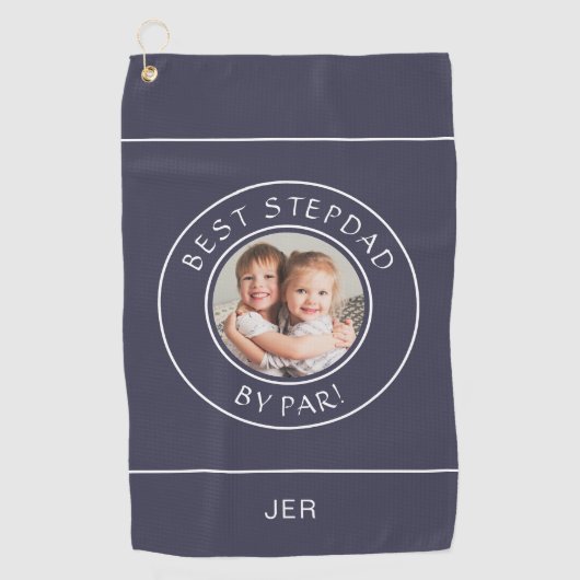 Best Stepdad By Par Golfer Modern Photo Blue White Golfhanddoek (Voorkant)