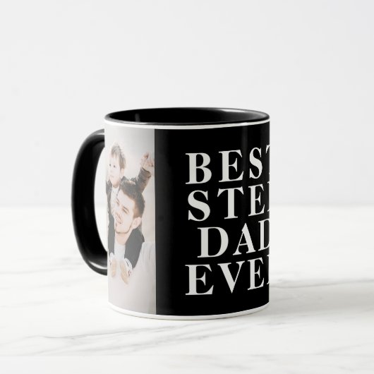 Best Stepdad Ever 2 Photo Collage Black Mok (Voorkant links)