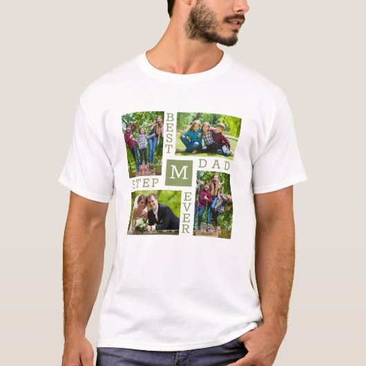 Best Stepdad Ever 4 Photo Collage T-shirt (Voorkant)