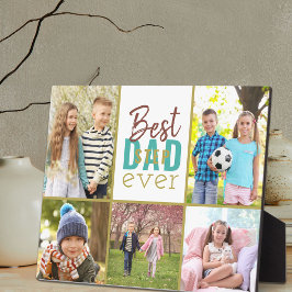 Best Stepdad Ever Blauwgroen 5 Photo Collage Fotoplaat