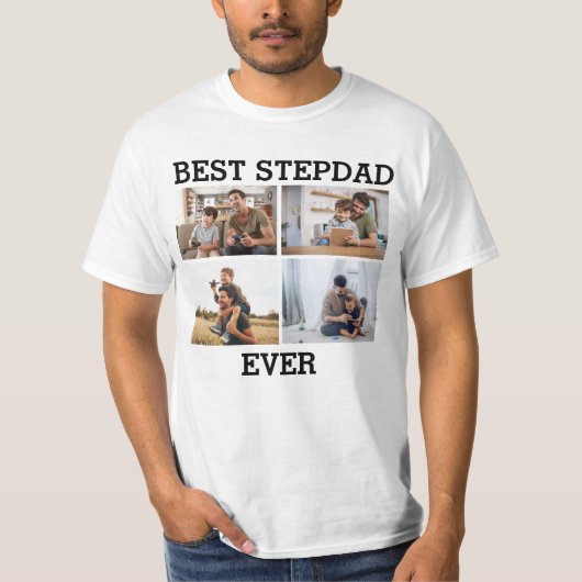 Best Stepdad Ever Father Dad Photo Collage T-shirt (Voorkant)