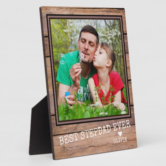 Best Stepdad Ever Foto Rustic Wood op maat Fotoplaat (Zijkant)