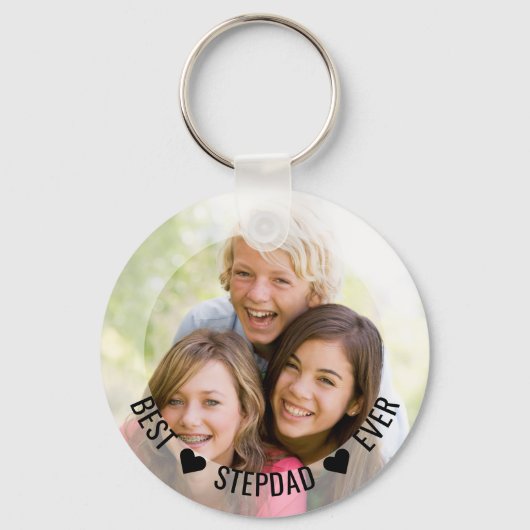 Best Stepdad Ever Happy Fathers Day Foto Sleutelha Sleutelhanger (Voorkant)