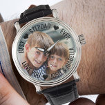 Best Stepdad Ever Persoonlijk Foto bekijken Horloge<br><div class="desc">Persoonlijk fotohorloge - perfect voor je stiefvader - maar u kunt de tekst naar wens aanpassen. Upload uw favoriete foto en het zal met een semi-ondoorzichtige grensbekleding, als basis voor de typografie worden getoond. De formulering "Best Stepad & Ever ... love you [name(s)]" staat op dit moment als volgt: u...</div>