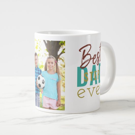 Best Stepdad Ever Typography and Custom Photo Grote Koffiekop (Voorkant rechts)
