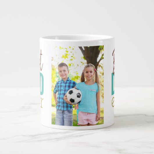 Best Stepdad Ever Typography and Custom Photo Grote Koffiekop (Voorkant)