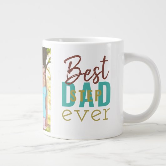 Best Stepdad Ever Typography and Custom Photo Grote Koffiekop (Rechts)