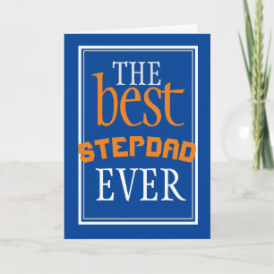 Best Stepdad Ever Typography Blue Birthday Kaart