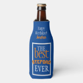 Best Stepdad Ever Typography Blue Flesjeskoeler (Fles Voorkant)