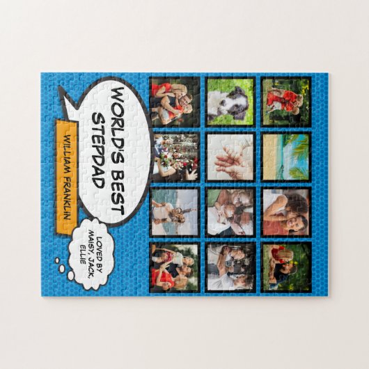 Best Stepfather, Stepdad 12 Foto Blue Fun Comic Legpuzzel (Horizontaal)
