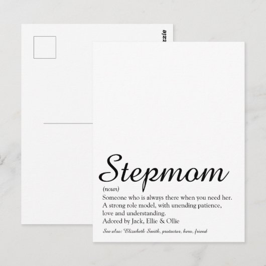 Best Stepmam, Stepmoeder Definition Script Briefkaart (Voorkant / Achterkant)