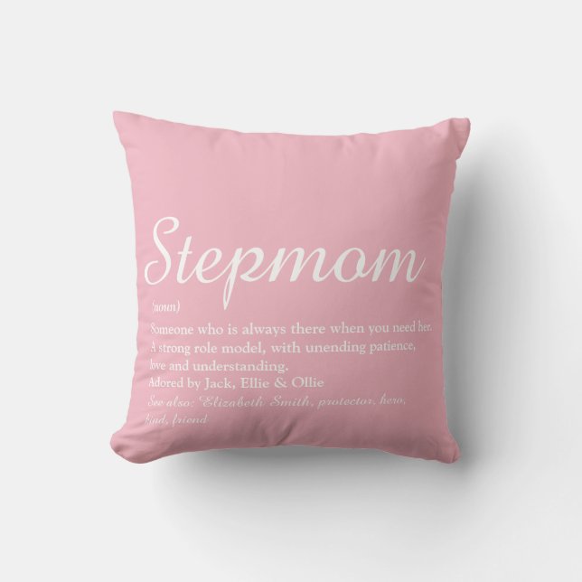 Best Stepmma, Stepmoeder Definition Roze Script Kussen (Voorkant)