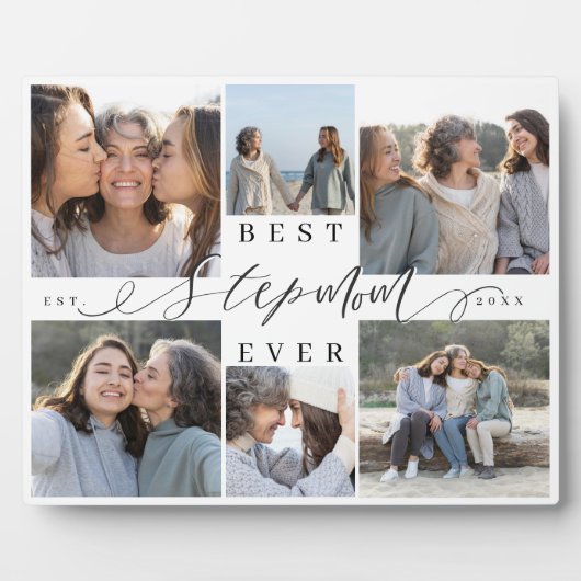 Best Stepmom Ever Script Photo Collage Keepsake Fotoplaat (Voorkant)