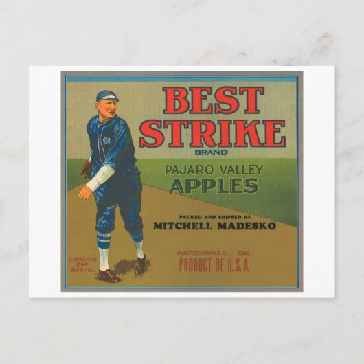 Best Strike  Apple Crate Label -  ba Briefkaart (Voorkant)