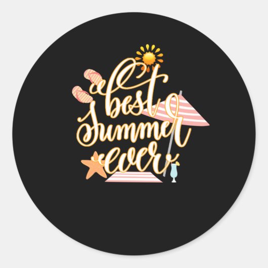 Best Summer Ever Ronde Sticker (Voorkant)