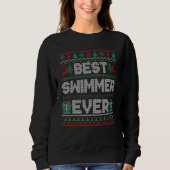 Best Swimmer Ever Christmas Pajamas Matching Ugly Trui (Voorkant)