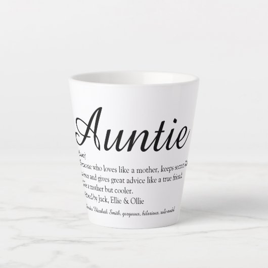 Best tante, Auntie Definition Chic Script ter were Latte Mok (Voorkant)