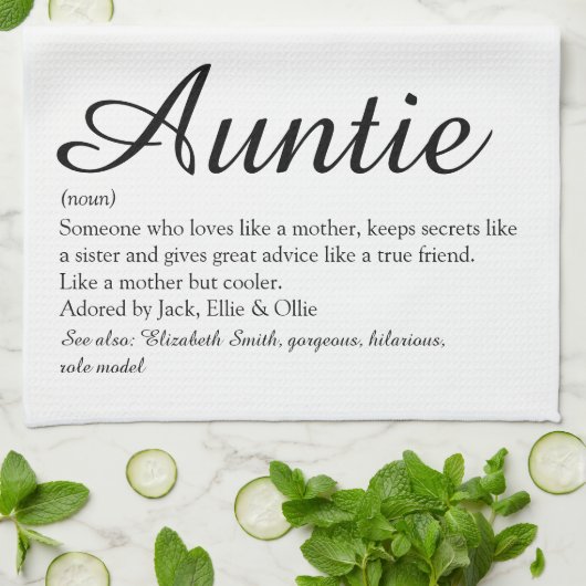 Best tante, Auntie Definition Chic Script ter were Theedoek (Gevouwen)