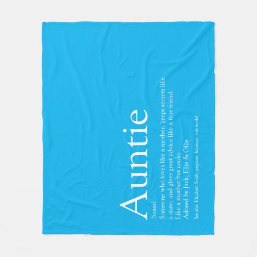 Best tante Definition Sky Blue Fun Fleece Deken (Voorkant)