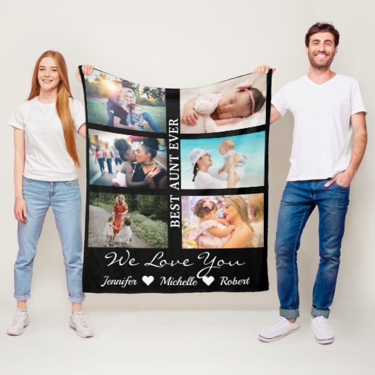 Best tante Ever Custom 6 Foto collage niece nephew Fleece Deken (In situ)