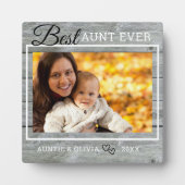 Best tante Ever Custom Photo Rustic Grey Wood Fotoplaat (Voorkant)