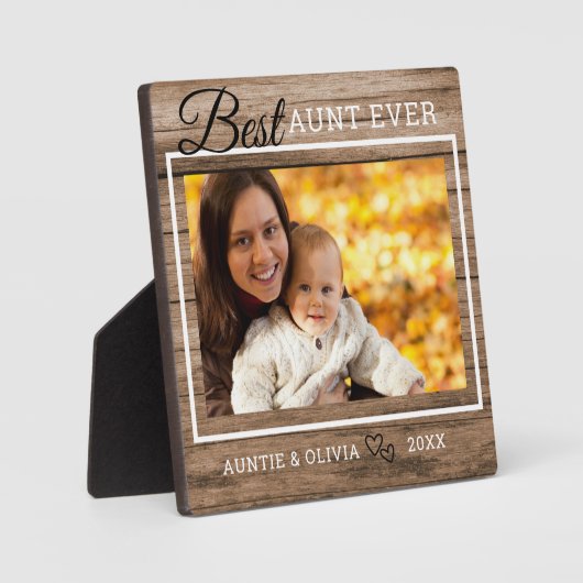 Best tante Ever Custom Photo Rustic Wood Fotoplaat (Voorkant)