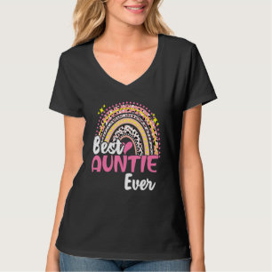 Best tante Ever Funny Roze Leopard Rainbow Moeder T-shirt