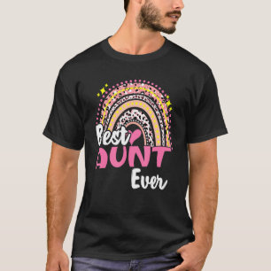 Best tante Ever Funny Roze Leopard Rainbow Mothers T-shirt