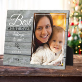 Best tante Ever Gift Photo Rustic Grey Wood Fotoplaat