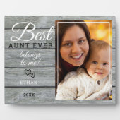 Best tante Ever Gift Photo Rustic Grey Wood Fotoplaat (Voorkant)