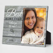 Best tante Ever Gift Photo Rustic Grey Wood Fotoplaat (Zijkant)