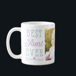 Best tante Ever Paars Blauwgroen - Aangepaste foto Koffiemok<br><div class="desc">Een moderne en trendy gepersonaliseerde foto mok de beste tante in je leven. Het ontwerp kenmerkt een stijlvolle manuscriptdoopvont met een hart en zwemmen.</div>