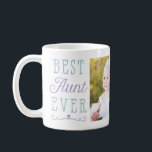 Best tante Ever Paars Blauwgroen - Aangepaste foto Koffiemok<br><div class="desc">Een moderne en trendy gepersonaliseerde foto mok de beste tante in je leven. Het ontwerp kenmerkt een stijlvolle manuscriptdoopvont met een hart en zwemmen.</div>