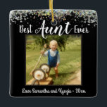 Best tante Ever Photo Keramisch Ornament<br><div class="desc">Best tante Ever Photo Ornament. Aan beide zijden gedrukt. Faux regenbooglitter bovenaan het ornament. Alle tekst kan worden aangepast.</div>