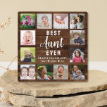 Best tante Ever Rustic Dark Wood 12 Foto Collage Fotoplaat<br><div class="desc">Creëer uw eigen fotocollage met 12 favoriete afbeeldingen op een houtextuurachtergrond.Personaliseer uw persoonlijke foto's met familiefoto's. Maakt een schat cadeau voor de favoriete tante voor verjaardag,  feestdagen en vaderdag.</div>