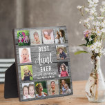 Best tante Ever Rustic Gray Wood 12 Foto Collage Fotoplaat<br><div class="desc">Creëer uw eigen fotocollage met 12 favoriete afbeeldingen op een houtextuurachtergrond.Personaliseer uw persoonlijke foto's met familiefoto's. Maakt een schat cadeau voor de favoriete tante voor verjaardag,  feestdagen en vaderdag.</div>