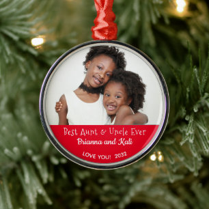 Best tante Oom Ever - Gepersonaliseerd Fotokerstfe Metalen Ornament