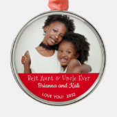 Best tante Oom Ever - Gepersonaliseerd Fotokerstfe Metalen Ornament (Voorkant)