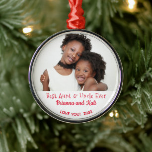 Best tante Oom Ever - Gepersonaliseerd Fotokerstfe Metalen Ornament