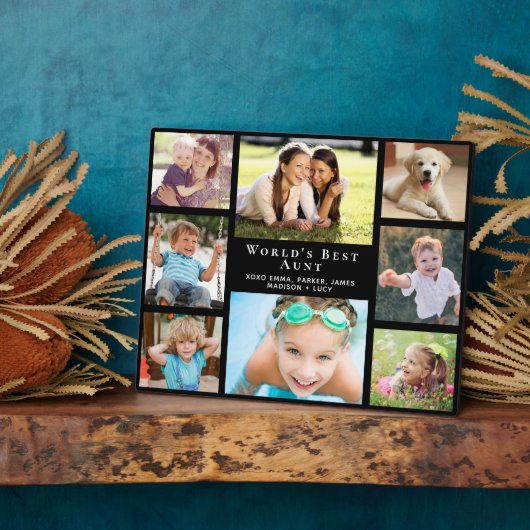 Best tante Photo Collage Black ter wereld Fotoplaat (Zijkant)