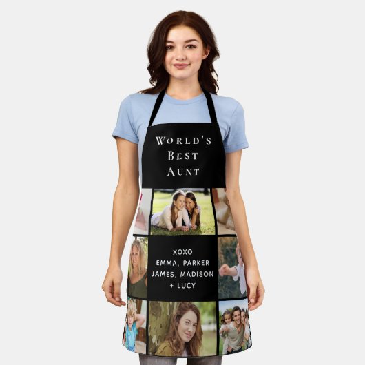 Best tante Photo Collage Black ter wereld Schort (Gedragen)