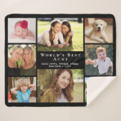 Best tante Photo Collage Black ter wereld Sherpa Deken (Voorkant (horizontaal))
