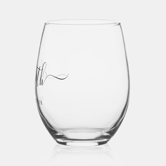 Best Tante Script Monogram Wijnglas Zonder Voet (Links)