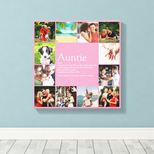 Best tante, tante Definition 12 Photo Collage Pink Canvas Afdruk (Insitu (Houten vloer))