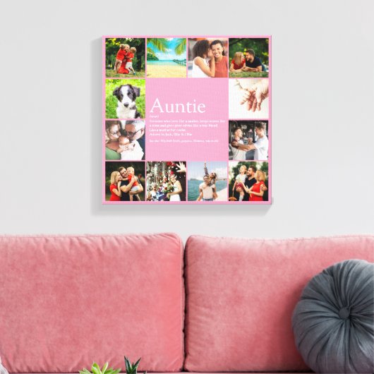 Best tante, tante Definition 12 Photo Collage Pink Canvas Afdruk (Insitu (Woonkamer))