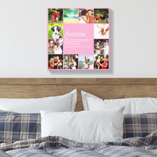 Best tante, tante Definition 12 Photo Collage Pink Canvas Afdruk (Insitu (Slaapkamer))